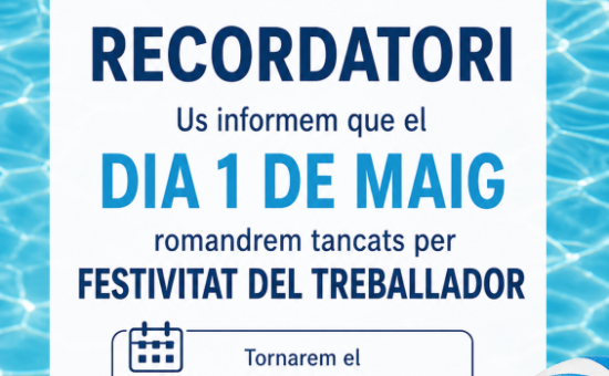 ¡¡¡RECORDATORIO CIERRE POR FESTIVIDAD 1 DE MAYO!!!