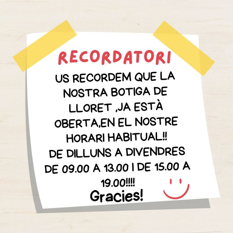 JA TENIM OBERTA LA BOTIGA DE LLORET!!