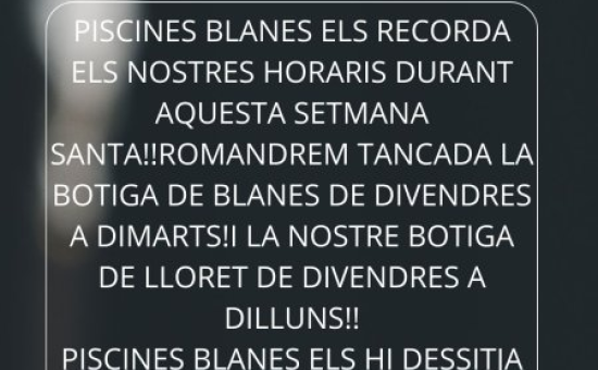 HORARI SETMANA SANTA A BOTIGUES BLANES I LLORET