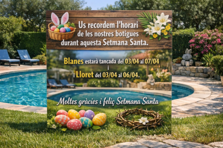HORARI D´APERTURA DE LES NOSTRES BOTIGUES,PER SETMANA SANTA!!!